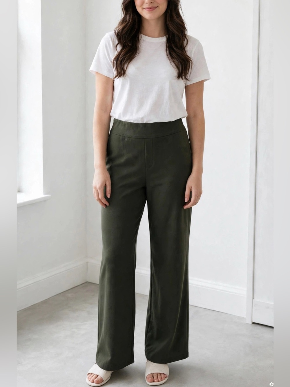 HALARA Olive Green Wide-Leg Pull-On Pants